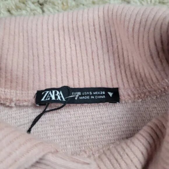 Zara Women Pink Embroidered Cropped Cardigan Button Up Knit Sweater Trendy - Picture 7 of 10